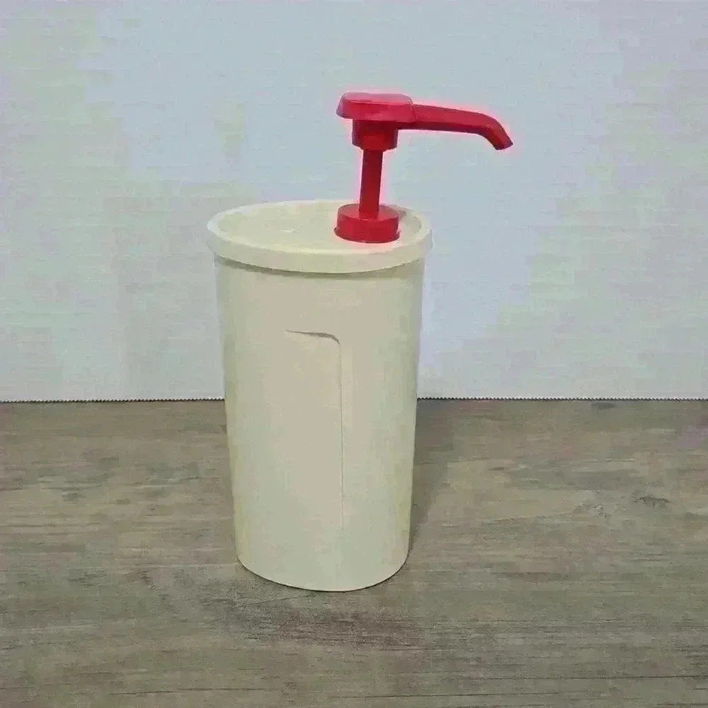 Vintage Tupperware Soap pump 640 and 1553 almond and red  - tested it works!